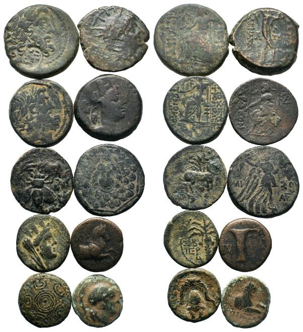 A mixed Lot of 10 Ancient Coins,About fine to about very fine. LOT SOLD AS IS, N...