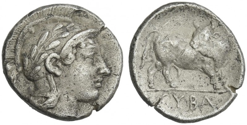 Lucania, Sybaris.
Triobol circa 446-440, AR 12 mm, 1.13 g. Head of Athena r., w...