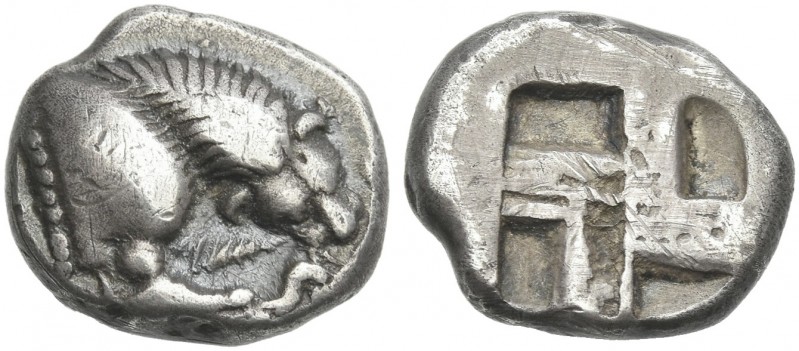 Lucania, Velia.
Drachm circa 535-465, AR 14 mm, 3.82 g. Forepart of lion r., te...