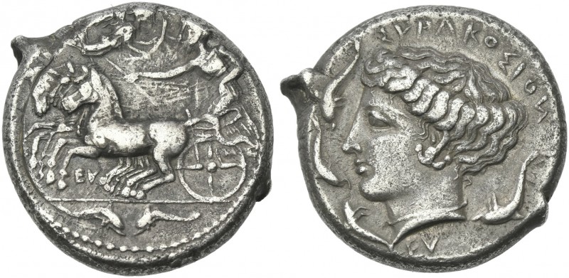 Sicily, Syracuse.
Tetradrachm signed by Eumenos circa 415-405, AR 25 mm, 17.02 ...