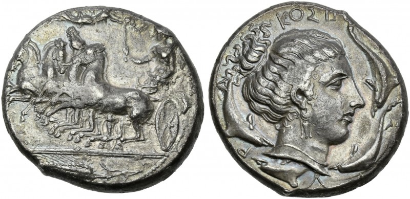 Sicily, Syracuse.
Tetradrachm, unsigned but attributed to Eukleidas circa 410-4...