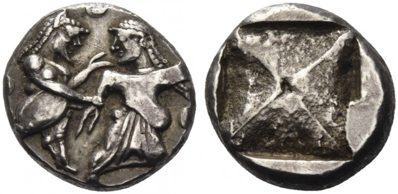 Thraco-Macedonian tribes, Siri or Lete.
Stater circa 520-485, AR 20 mm, 9.90 g....