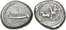 Sidon. Ba'al'illem II, circa 401-366. Double shekel. Rare.Purchased from Sotheby's in the 1980's.