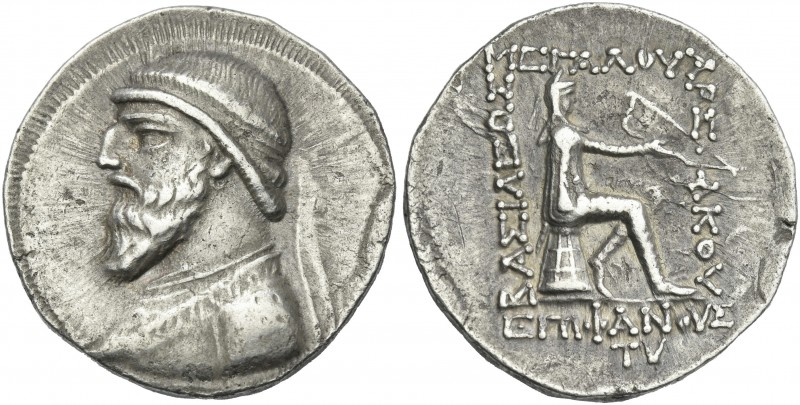 Kings of Parthia, Mithradates II, 129 – 88. 
Tetradrachm, Seleucia circa 129-88...