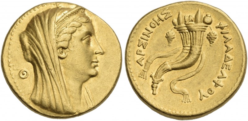 Ptolemy II Philadelphos, 285 – 246. 
In the name of Arsinoe II. Octodrachm, Ale...