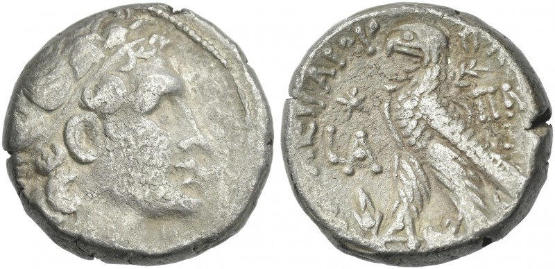 Cleopatra VII and Ptolemy XV Caesarion, 47 – 30. 
Tetradrachm, Alexandria circa...