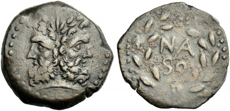 L. Axius Naso. Bronze, Panormus circa 200-190, Æ 22 mm, 5.60 g. Laureate head of...