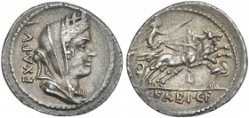 C. Fabius C.f. Hadrianus. Denarius 102.