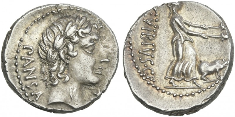 C. Vibius C.f. Pansa. Denarius 90, AR 20 mm, 4.05 g, 9h. PANSA Laureate head of ...