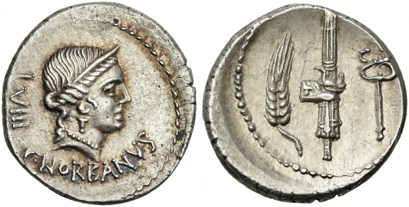 C. Norbanus. Denarius 83, AR 18 mm, 3.98 g. C·NORBANVS Diademed head of Venus r....