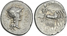 L.C. Sulla Imp., L.M. Torq. Pro. Denarius, mint moving 82.