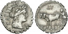 C. Marius C.f. Capito. Denarius serratus 81.
