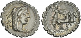 L. Procilius. Denarius serratus 80.
From the A. Lynn collection.