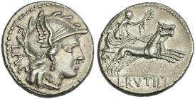 L. Rutilius Flaccus. Denarius 77.