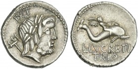 L. Lucretius Trio. Denarius 76.