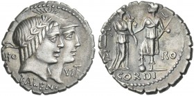 Q. Fufius Calenus & Mucius Cordus. Denarius serratus 70.