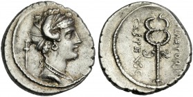 M. Plaetorius M. f. Cestianus. Denarius 69. Scarce.
