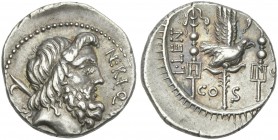 Cn. Nerius, L. Lentulus, Claudius Marcellus. Denarius 49.
Ex NAC sale 29, 2005, 382.