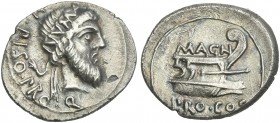 Cn.Pompeius. Magnus and Cn. Calpurnius Piso. Denarius 49.
