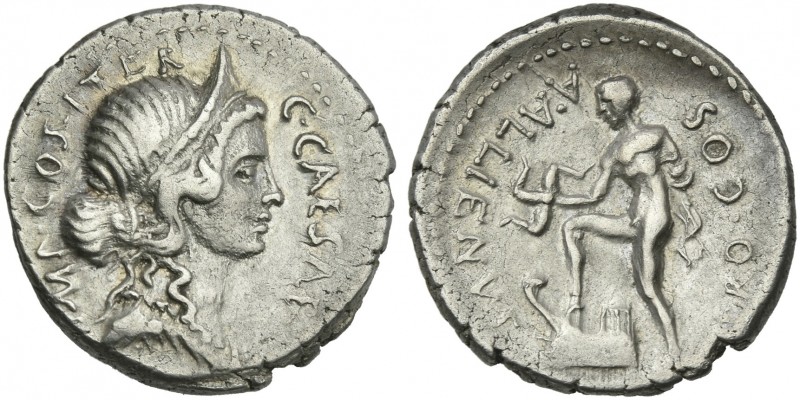 C. Iulius Caesar and A. Allienus. Denarius, Sicily 47, AR 19 mm, 3.89 g. C·CAESA...