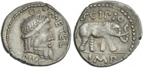 Q. Caecilius Metellus Pius Scipio. Denarius, Africa 47-46.