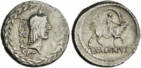 L. Valerius Acisculus. Denarius 45. Scarce.From the RBW collection.