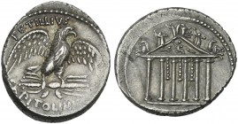 Petillius Capitolinus. Denarius 41. Scarce.From the RBW collection.
