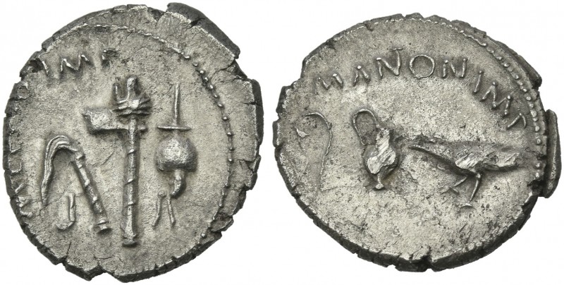 M. Antonius and M. Aemilius Lepidus. Denarius, Gallia Transalpina 43, AR 18 mm, ...