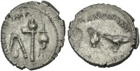 M. Antonius and M. Aemilius Lepidus. Denarius 43. Very rare.From the Haviland collection.