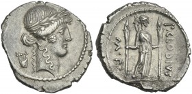P. Clodius M. f. Turinus. Denarius 42.