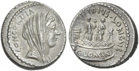L. Mussidius T.f. Longus. Denarius 42. Scarce.
From the Goldmann collection.
