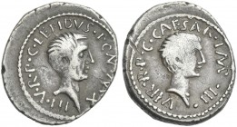 M. Aemilius Lepidus and C. Caesar Octavianus. Denarius 42. Very rare
Ex NAC sale 1, 1999, 1574.