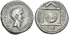 Marcus Antonius. Denarius, castrensis moneta (?) 42. Rare.
Ex Hirsch sale 167, 1990, 785.