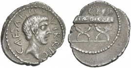 Octavianus. Denarius, mint moving 42. Rare.