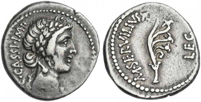 C. Cassius and M. Servilius. Denarius, mint moving with Brutus and Cassius 43-42...