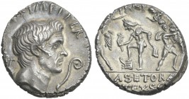 Sextus Pompeius. Denarius, Sicily 37-36. Scarce.