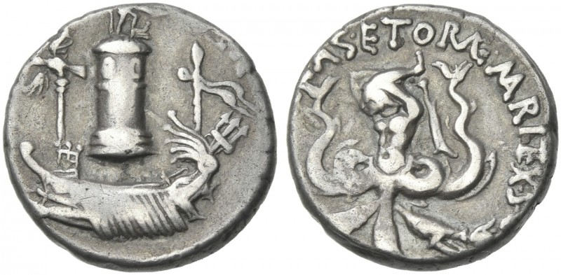Sextus Pompeius. Denarius, Sicily 37-36, AR 16 mm, 3.71 g. [MAG·PIVS·IMP·ITER] P...