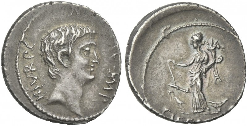 Marcus Antonius. Denarius, mint moving with M. Antonius 41, AR 20 mm, 3.90 g. [A...