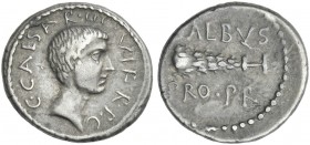 C. Caesar Octavianus and L. Cornelius Balbus. Denarius 41. Rare.