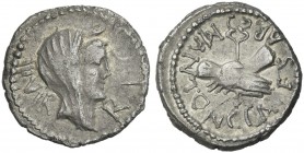 C. Caesar Octavianus and Marcus Antonius. Quinarius 39. Rare.