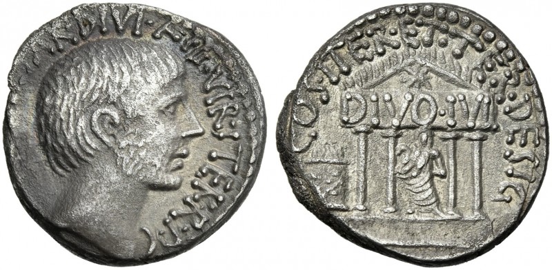 C. Caesar Octavianus. Denarius, mint moving with Octavianus 36, AR 18 mm, 3.68 g...
