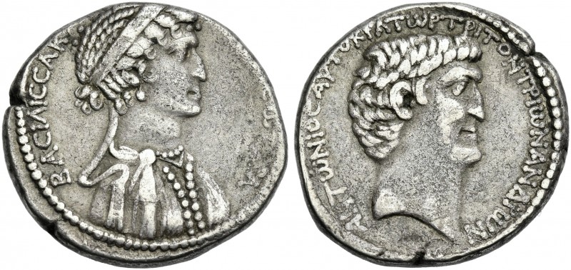 Cleopatra and Marcus Antonius. Tetradrachm, Antiochia ad Orontem secondary mint ...