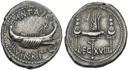 M. Antonius. Denarius, mint moving 32-31.