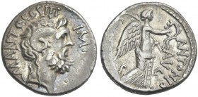 M. Antonius and M. Pinarius Scarpus. Denarius, Cyrenaica 31. Rare.
From the A. Lynn collection.