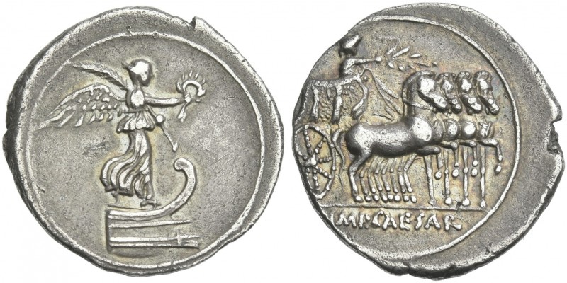 Octavian, 32 – 27 BC. 
Denarius, Brundisium and Roma (?) circa 29-27 BC, AR 21 ...