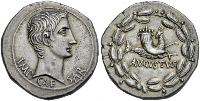 Octavian as Augustus, 27 BC – 14 AD. 
Cistophoric tetradrachm, Ephesus (?) circ...