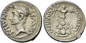 Augustus. Denarius, Emerita c. 25-23 BC. Rare.