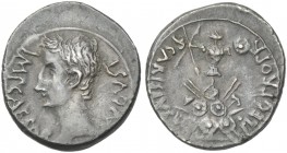 Augustus.  Denarius, Emerita c. 25-23 BC. Rare.