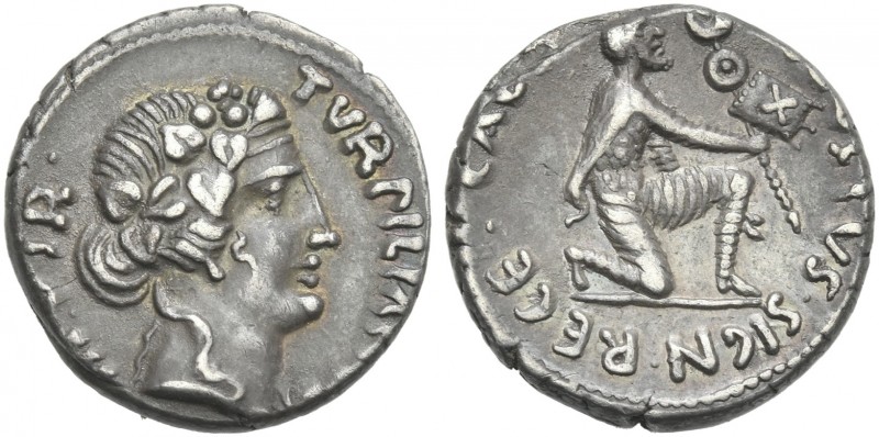 Octavian as Augustus, 27 BC – 14 AD. 
P. Petronius Turpilianus. Denarius circa ...