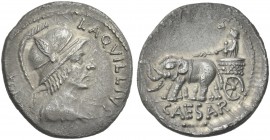 Augustus. L. Aquillius Florus. Denarius c. 19 BC. Very rare.